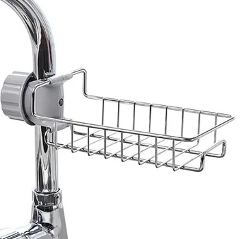 

Adjustable Faucet Drainage Shelf Stainless Steel Kitchen Sundries Storage Rack For Bathroom Soap Rag And Sponge Organize Holder