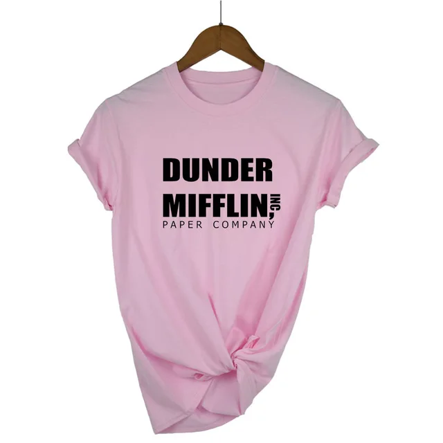 Офисная Футболка женская dander Mifflin inc. бумажная компания Wernham Hogg ТВ шоу Майкл Скотт Космос женская футболка - Цвет: Pink-B