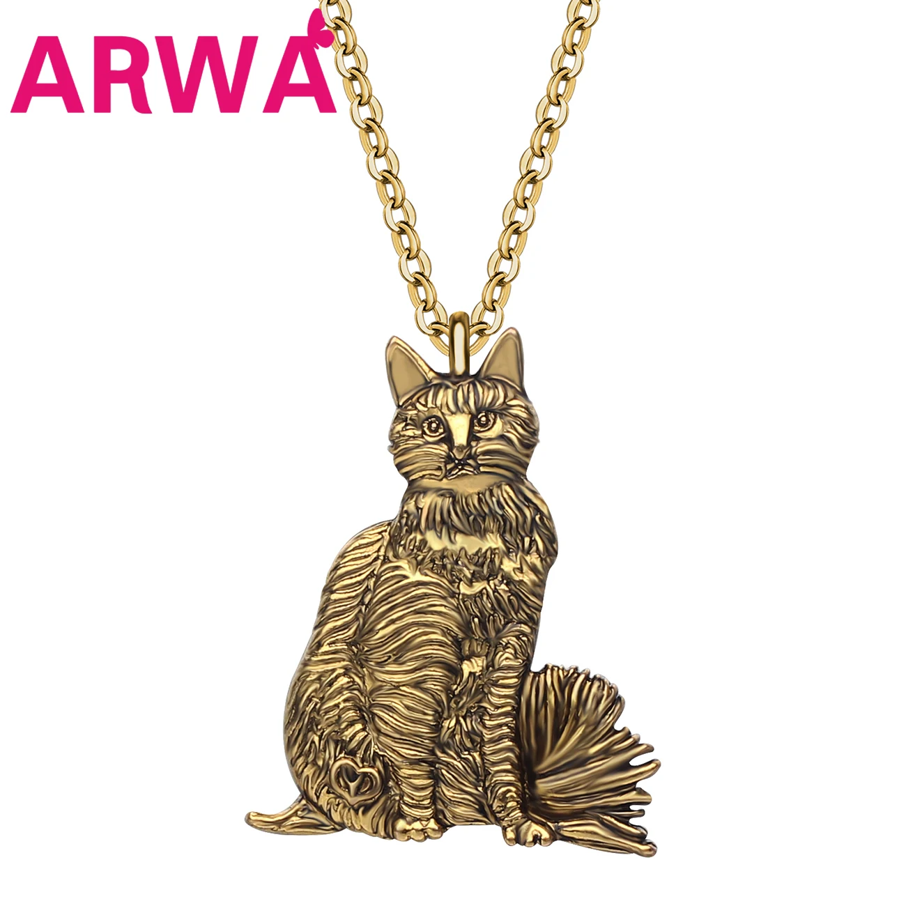 Позолоченное ожерелье ARWA из сплава в античном стиле с котенком подвеска-цепочка
