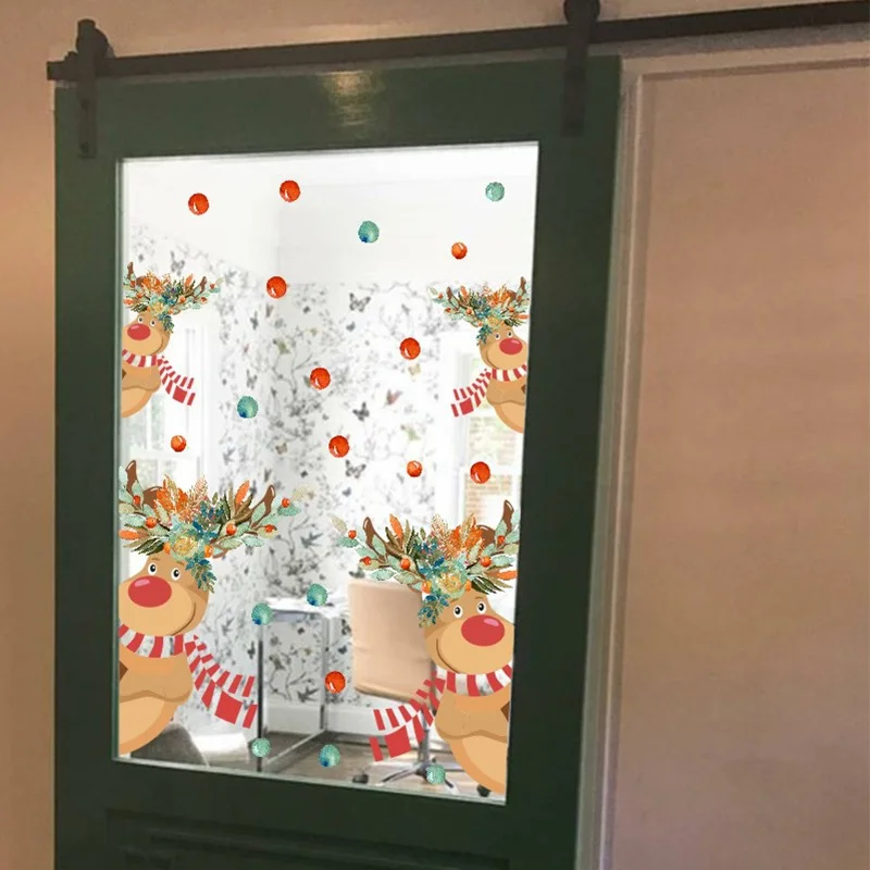 Рождественская Снежинка, наклейка на окно, зимний лось, наклейка на стену s, съемная Рождественская стеклянная Наклейка на стену s, новогодняя наклейка, домашний декор для комнаты
