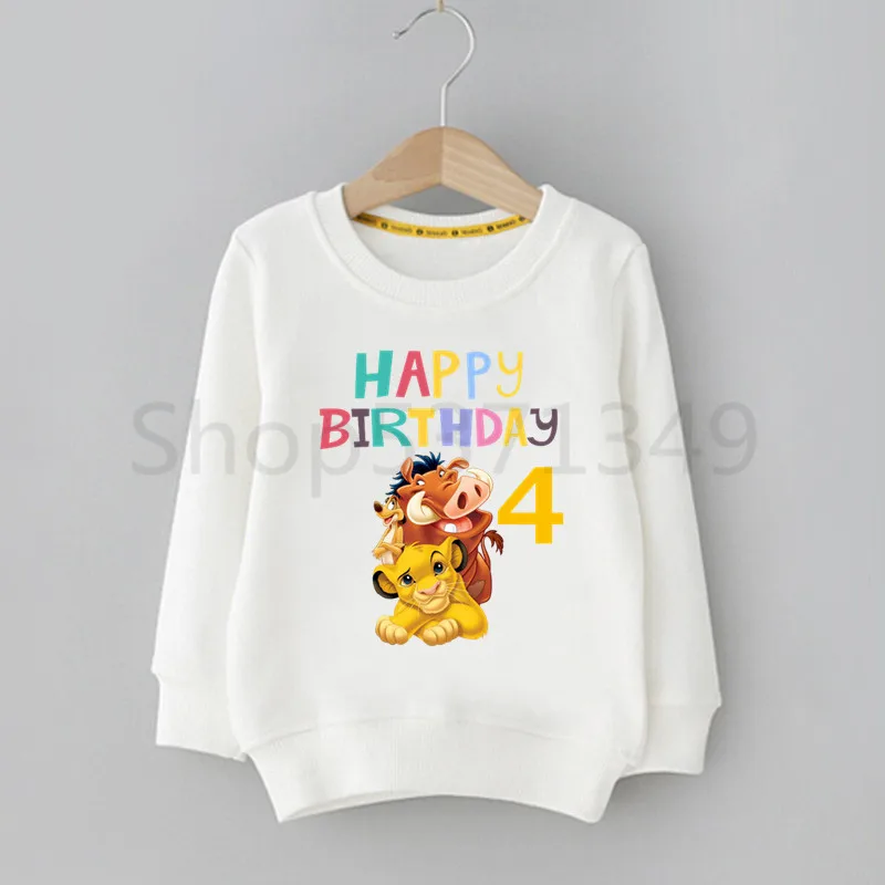 Simba с надписью «Happy Birthday», «Король Лев», «Number 1-10», милый забавный свитер с капюшоном для маленьких мальчиков и девочек детская модная одежда с длинными рукавами - Цвет: D