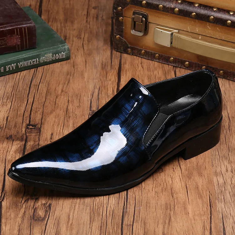 

Loafers Men Genuine Leather Pointed Toe Casual British Style Chaussure Homme Full Grain Leather Cow Leather Slip-on Rubber