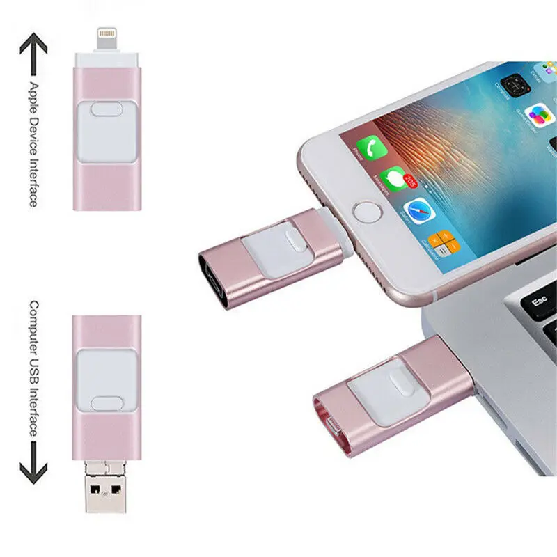 Флеш-накопитель USB 3,0, 32 ГБ, 64 ГБ, 128 ГБ, флеш-накопитель для iPhone X, 8, 8 Plus, 7, 7 Plus, 6, USB флешка, 8 ГБ, 16 ГБ, металлическая флешка, USB флеш-накопитель