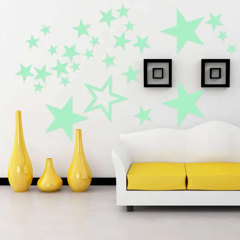 Светящиеся звезды Переводные съемные DIY темные флуоресцентные настенные наклейки DIY обои для детского сада дома гостиной украшения E65D