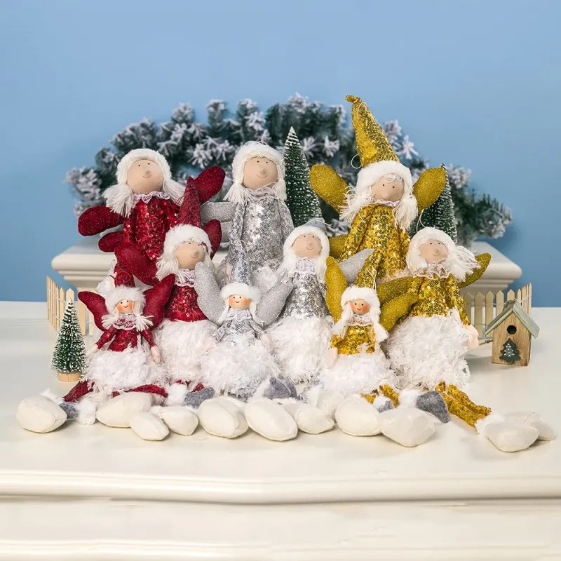 

Christmas Pendant Angel Doll Girl Ski Tree Decorations for Home Wooden Christmas Tree Ornaments Xmas Cute Gift for Kids