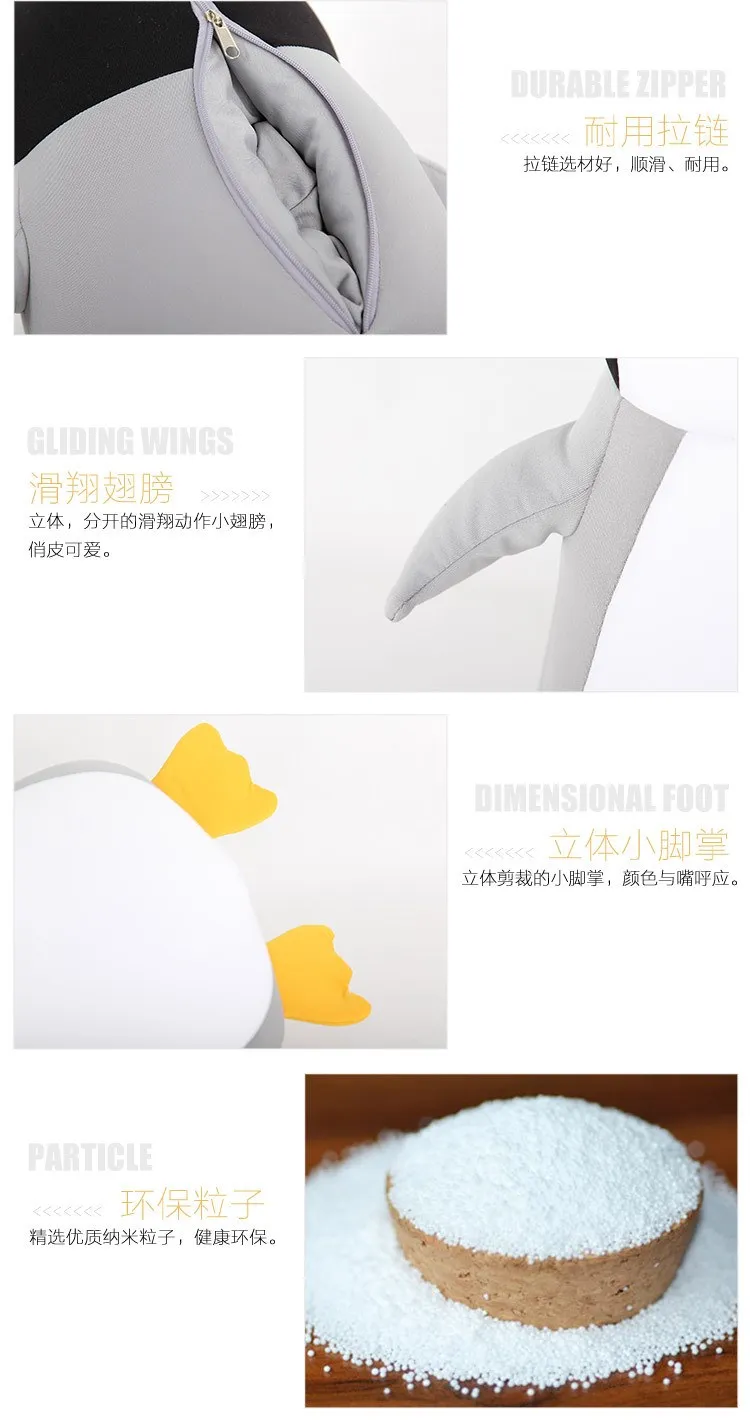 Kikkerland Dual Purpose-in-Pillow Multi-functional U-shaped Pillow Grains Penguin Neck Support Pillow-Transformation Pillow