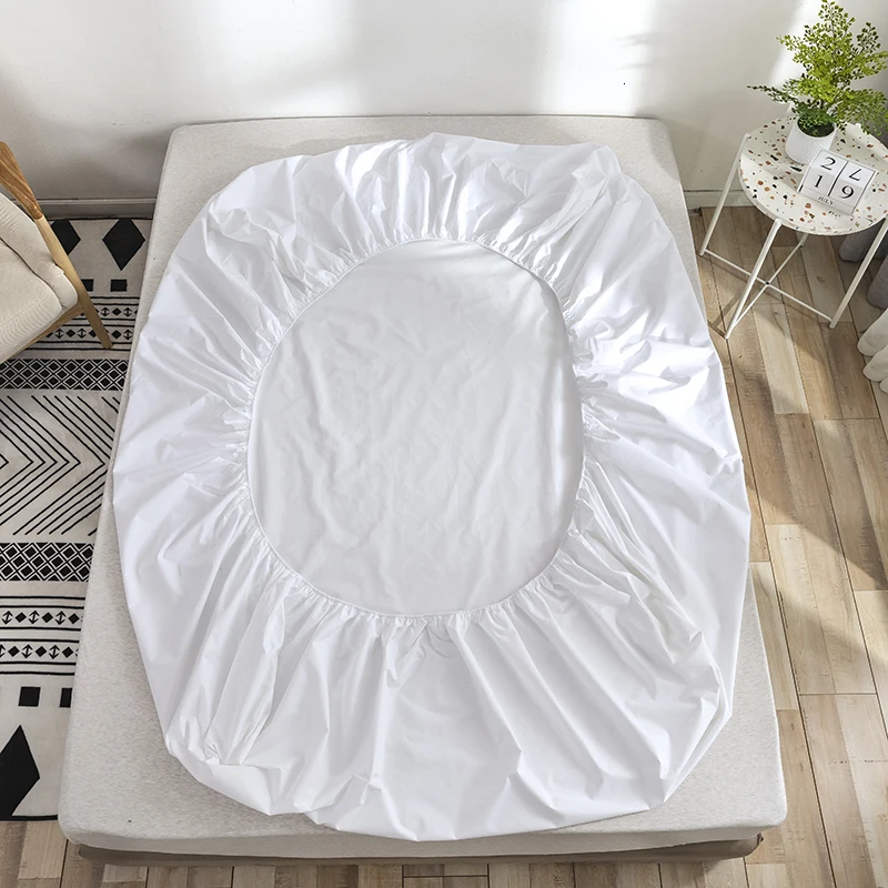 1pc Waterproof Solid Color Mattress Cover Stain Resistant Washable Bedspread Fitted Sheet Mattress Protective Cover