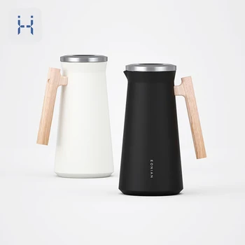 

NEW Household 1.6L Water Bottle Water Jug Large Capacity Coffee Thermo Jugs Stainless Steel Kitchen Kettle Wooden Handle Pitcher