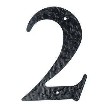 

12cm Big House Number Steel Door Home Address Numbers for House Digital Door Outdoor Sign 5 Inch. #2 Black Hammered Style