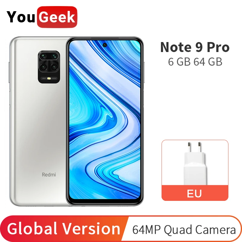 Глобальная версия Xiaomi Redmi Note 9 Pro 64 Гб ROM 6 RAM Snapdragon 720 64-мегапиксельная