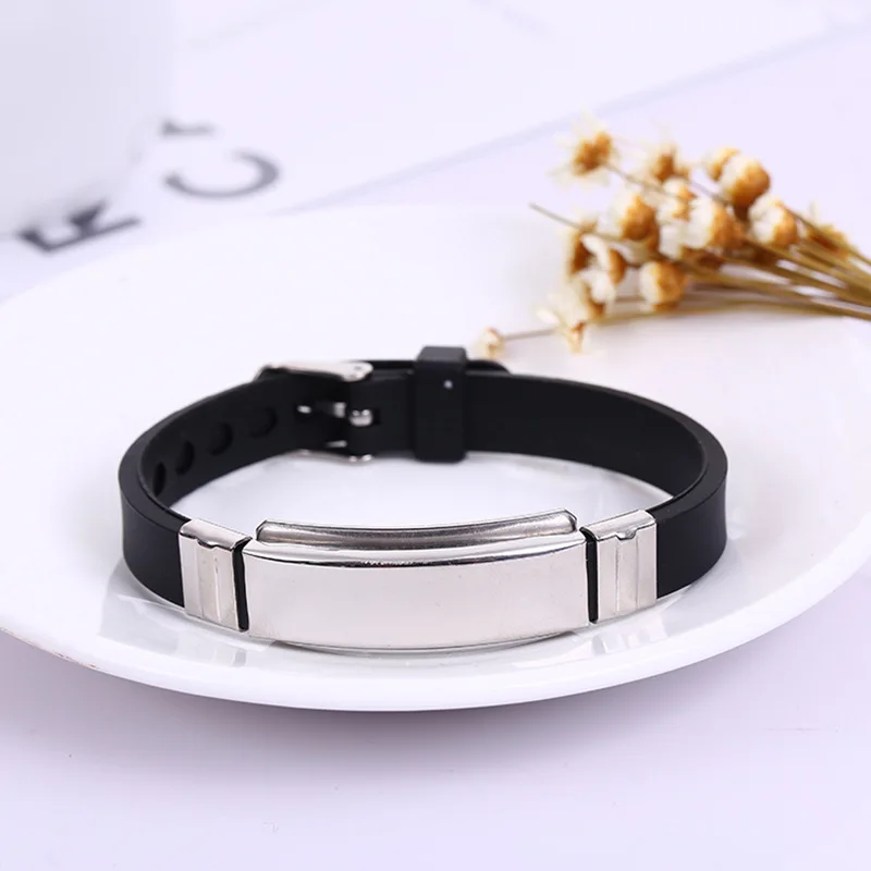 Silicone Id Bracelets For Women Men Jewelry Custom name Punk Trendy Glossy