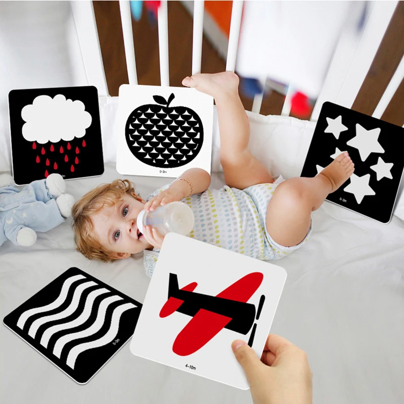 Jouets Visuelle Montessori Pour Bebe De Couleur Noir Et Blanc Avec Contraste Pour Stimulation Eleve Cartes Flash Apprentissage Jeu Educatifs Precoces Pour Les Garcons Et Les Filles Aliexpress