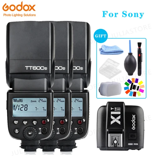 Godox TT600s вспышка для камеры Speedlite 2,4G Беспроводная Master Slave X1T-S HSS ttl для sony a6000 a7 II III a58 a6500 a6300 a37 - Цвет: 3xTT600S and X1T-S