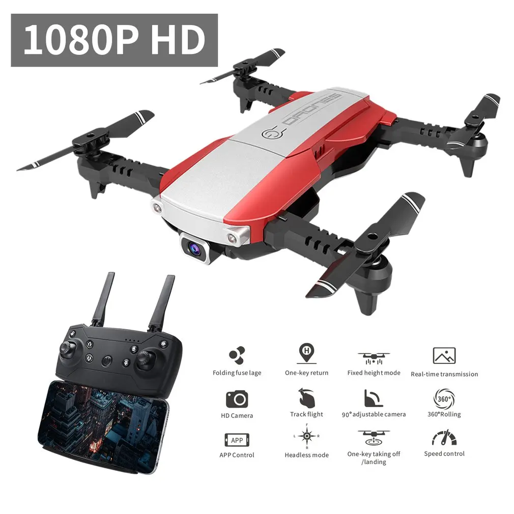Складной 2,4 ГГц WiFi FPV Дрон 1080P камера RC Дрон в режиме реального времени Трансмиссия самолет игрушка с 2 батареями