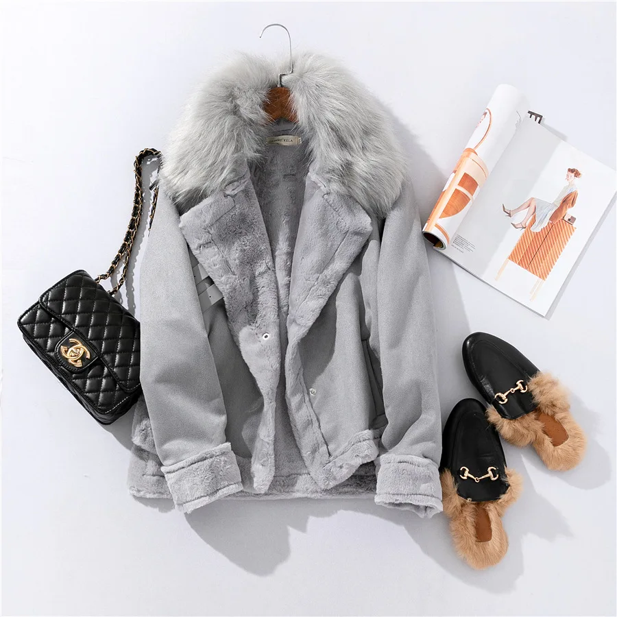 Короткие женские пальто, зимние топы, розовое пальто, элегантная плотная теплая верхняя одежда, базовая флисовая куртка, женская укороченная куртка - Цвет: Серый