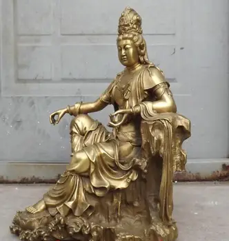 

zhmui88002841229++ Chinese Bronze Kwan-yin Guanyin Guan Yin Seat Lotus Shakyamuni Buddha Statue