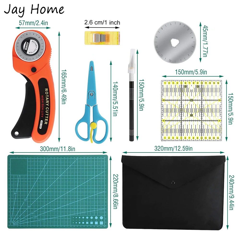 Rotary Cutter Kit with Cutting Mat Patchwork Ruler Carving knife Scissors Sewing Clips for Quilting Leather Sewing Accessories punch rug hooking