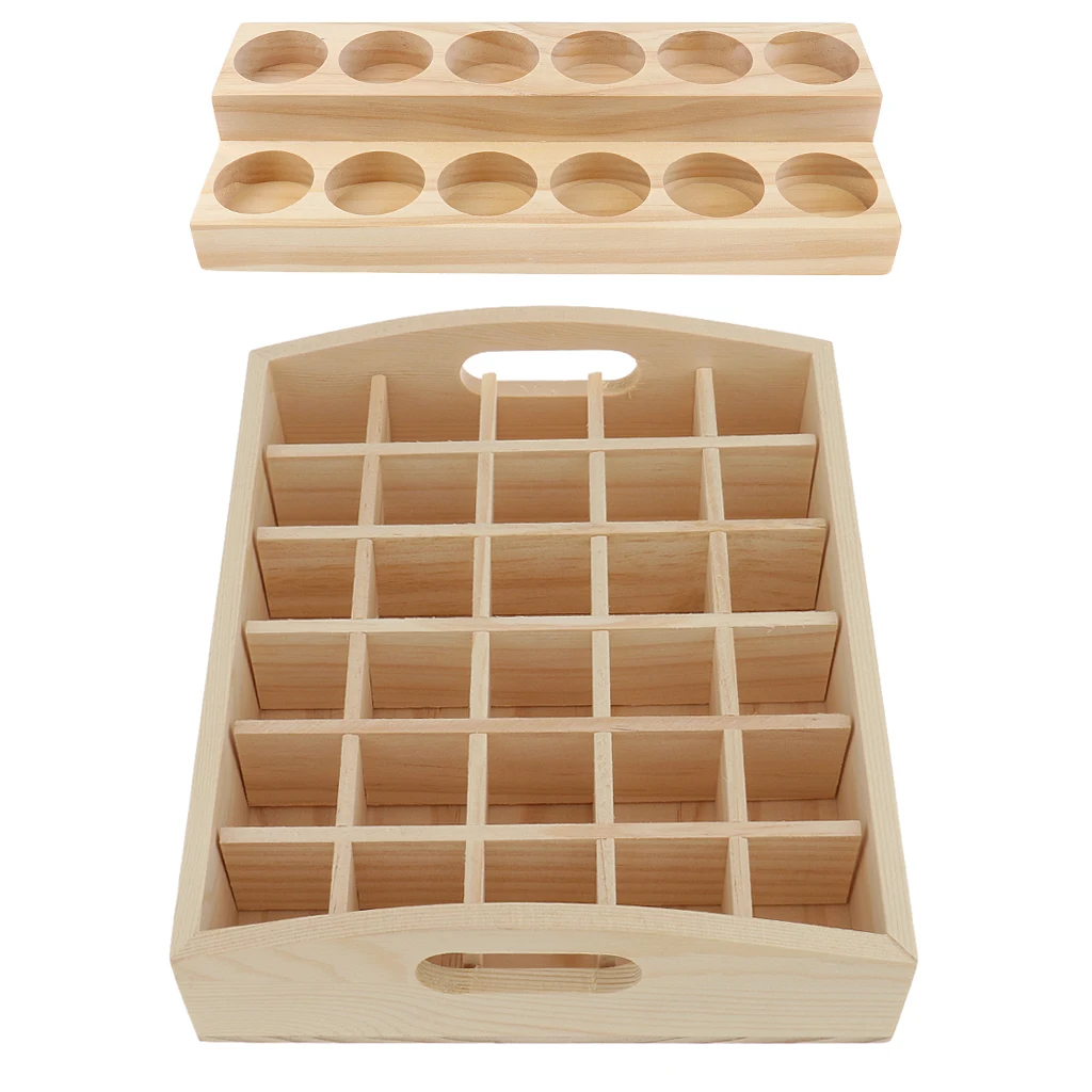 2pcs Wood Essential Oil Box Displaying Case Organizer Holder Rack Stand Shelf for Retail Stores Home Storage