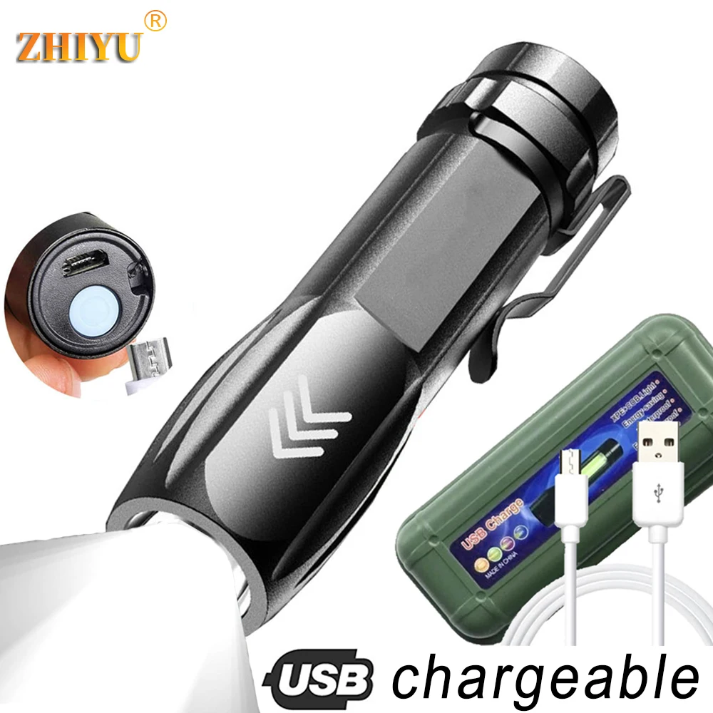 

P900 LED Flashlight Rechargeable Portable LED Tactical Flashlight Waterproof Camping Night Fishing Light Focusing Lantern
