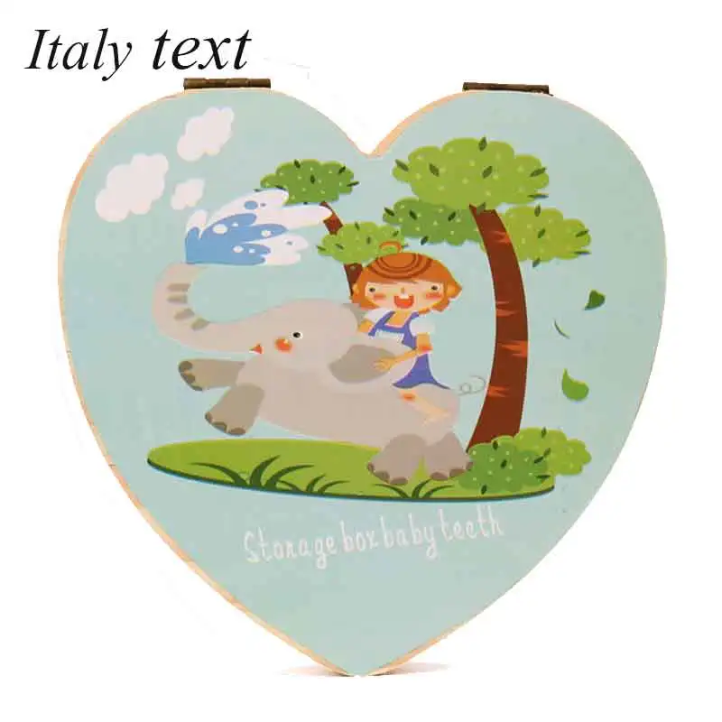 ItalyB Итальянская/английская детская деревянная коробка для зубов, органайзер для хранения молочных зубов, для хранения зубов, для мальчиков и девочек, сувенир - Цвет: ItalyB