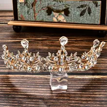 Корейский стиль головной убор Корона для невесты золотой кристалл роскошный славный Свадебный Корона Свадебные аксессуары невесты аксессуары, ленты для волос