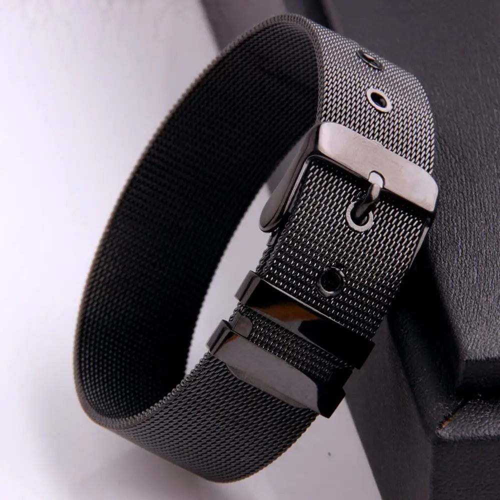 

Classic 316L Stainless Steel Black Color Belt Design Link Chain Bracelet Bangle Men's Women's Jewelry Adjustable Size 15-19.5cm