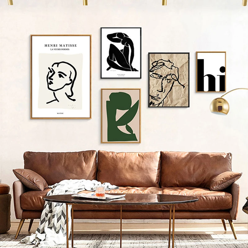 Flying Bird Landscape Abstract Geometry Woman Canvas Painting Decor Black and White Line Figures Poster Bedroom Wall Picture | Дом и сад
