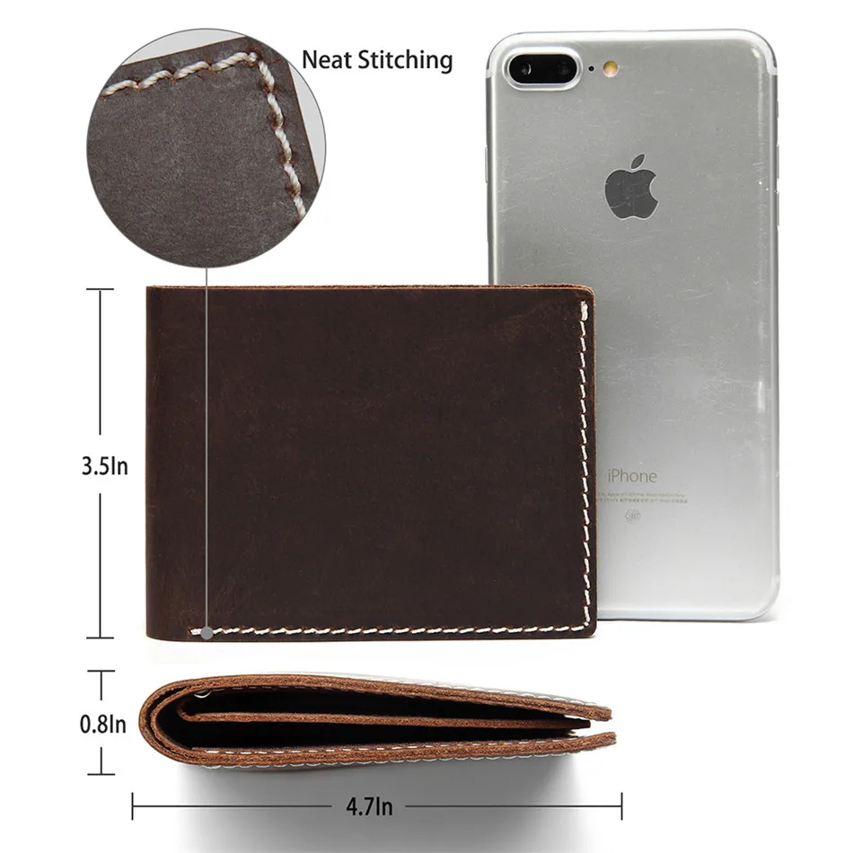 Beste Vaschy Lederen Portemonnee Voor Mannen Vintage Bifold Slimfold Met 6 Kaartsleuven Koeienhuid Lederen Portemonnee Voor Credit Card