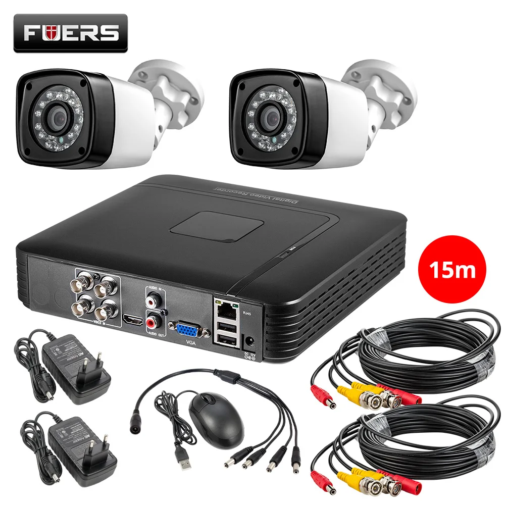 Fuers обновление 4 шт. HD 4M-N 4CH AHD DVR CCTV камера система безопасности комплект уличная камера система видеонаблюдения ночное видение P2P - Цвет: 2 cameras kit