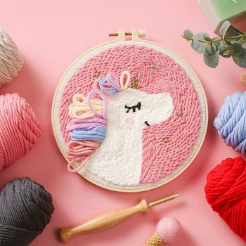 

Unicorn hand embroidered DIY material bag simple hand embroidery children's gift valentine's day decoration bedroom decoration h