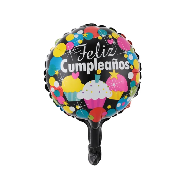 10pcs/lot 10inch Feliz Cumpleanos Spanish Happy Birthday Balloons Round Mylar Helium Balloon Happy Birthday Party Air Globos N3