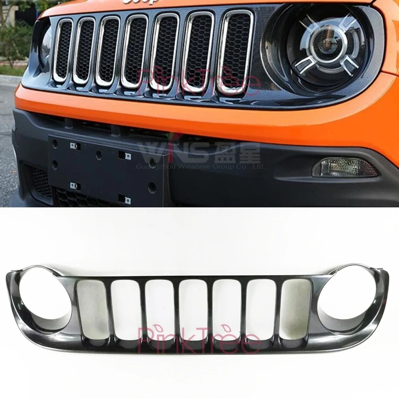 Передняя решетка радиатора для Jeep Renegade 2016 отделка из углеродного волокна или