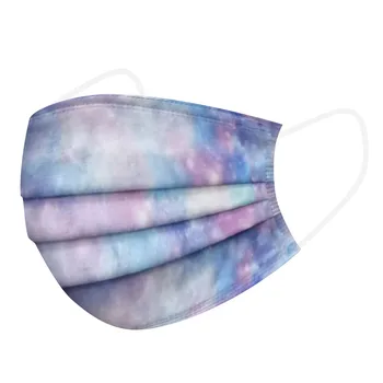 

50pc Fashion Tie-dye Print Adult Masks Disposable Filter Protection Mouth Masks Faceshield Three Layer Non-woven Face Mask Маска
