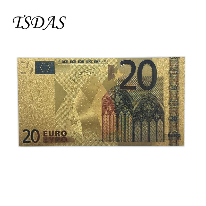 Value Collectible Rare Colorful 20 Euro Pure 24K Gold Banknote Golden Currency For Gifts|gold bbq|gold cuban link chaingold plated bangles suppliers