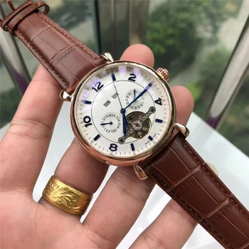 

Watch top luxury brand Relojes Army military automatic mechanical watch leather strap men's calendar waterproof tourbillon