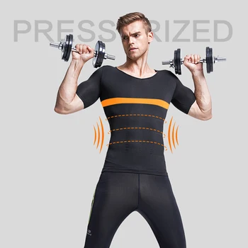 

Men Short Sleeve T-Shirt Skinny Fitness Sports Underwear Belly Tummy Control Abs Training Waist Trainer Slimming Corset Tops