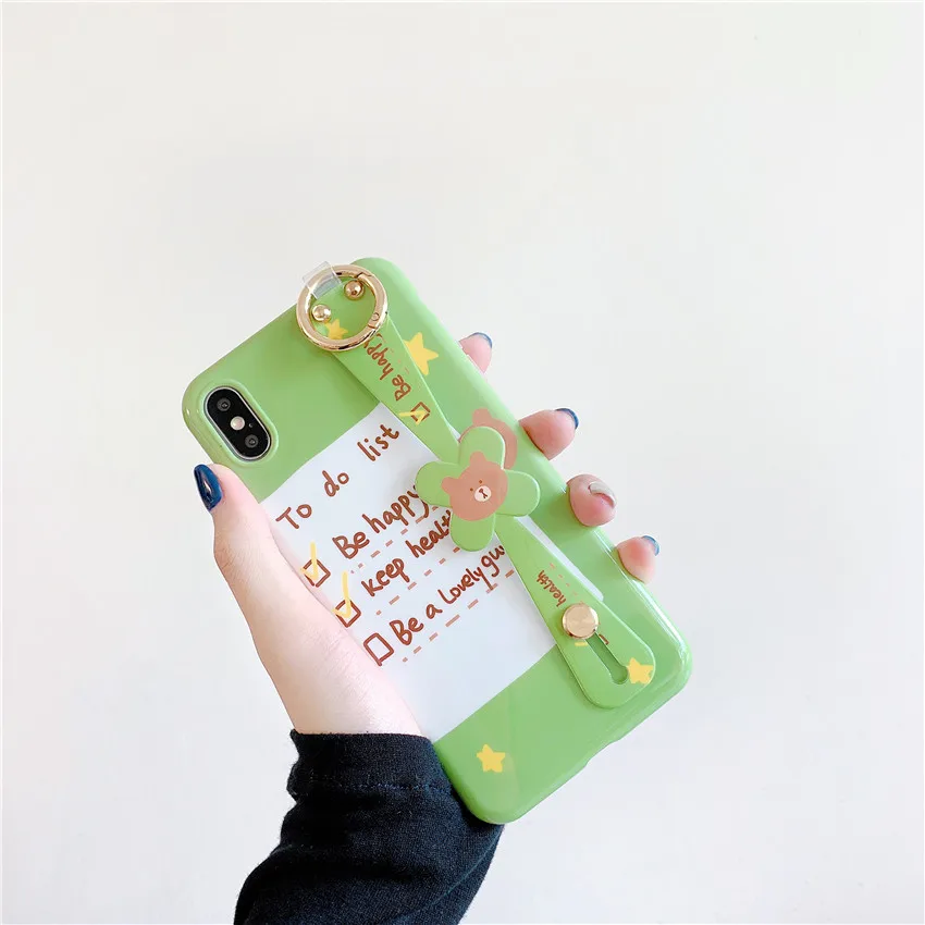 

For iphone 11 Pro Max fashion cute cartoon Wristband Bear program funny soft cover for Apple Mobile phone case for iPhone 6 6s 7 7plus 8 8plus X 10 XR XS MAX