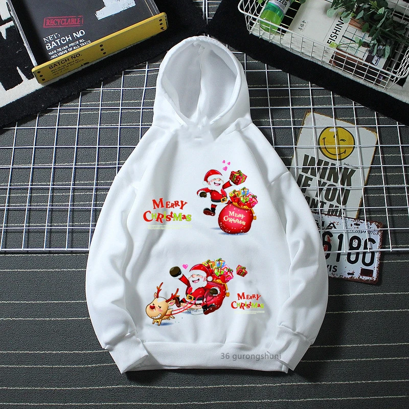 

2022 hot sale boys hoodie Santa Claus cartoon print children's Christmas gift clothing casual high quality girls sweatshirt tops