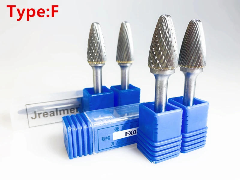Jrealmer-F 타입 6mm 생크, 텅스텐 카바이드 로터리 버 밀링 커터, 로터리 공구, 버 로터리 드레멜, 1 개 