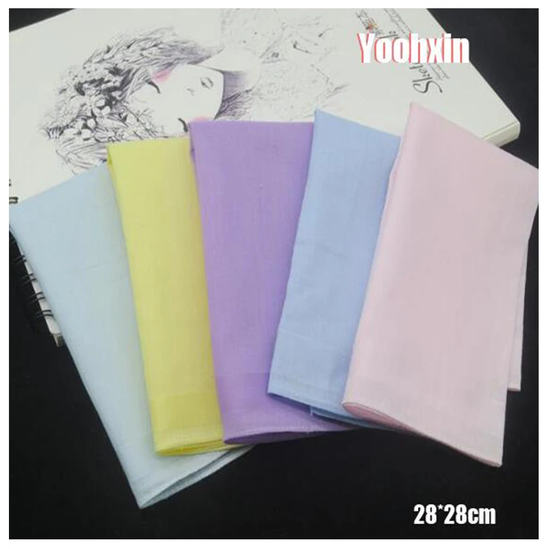 

3pcs/lot 28CM Fashion Cotton Stripe Lace Printed Women Square Handkerchief Ladies Hanky Children Towel Party Christmas Gift