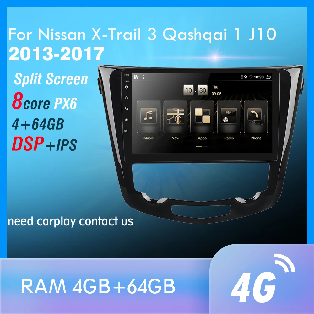 2din для Nissan X-Trail X Trail 3 T32 Qashqai 1 J10 2013- автомобильный Радио Мультимедиа Видео плеер навигация gps PX6 Android 9,0