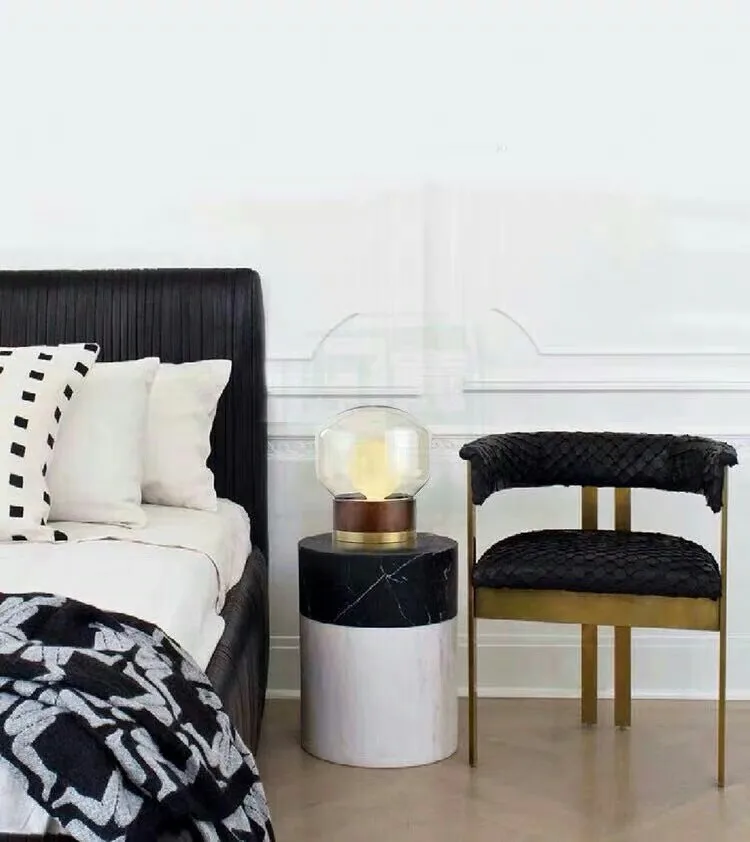 Modern LED desk lights wood glass creative study Simple living room lighting bedroom bedside table lamps