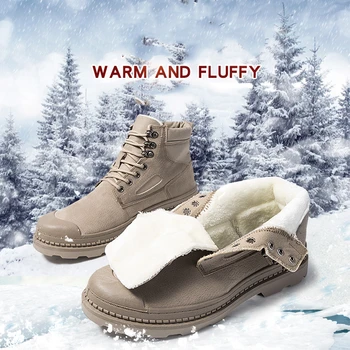 

Men Winter Snow Boots Warm Male Ankle Sneakers Waterproof Leather Men Winter Boots Outdoor Male Work Shoes Botas Hombre