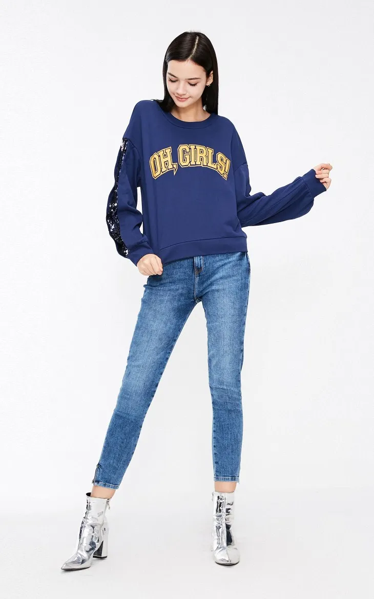 Vero Moda Новое поступление Женская толстовка с круглым вырезом и буквенным принтом | 318433513