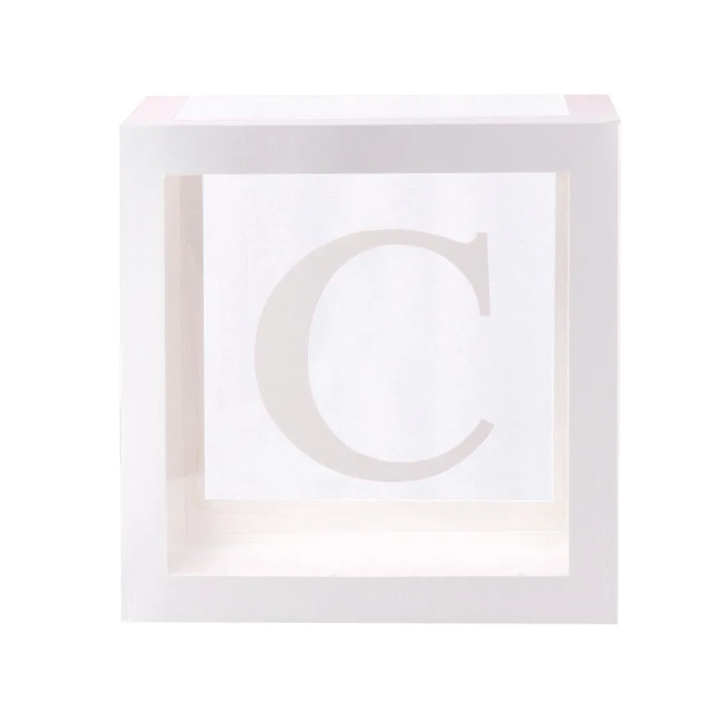 Letter A- Z Transparent Gift Boxes Kid Birthday Baby Shower Party Decoration