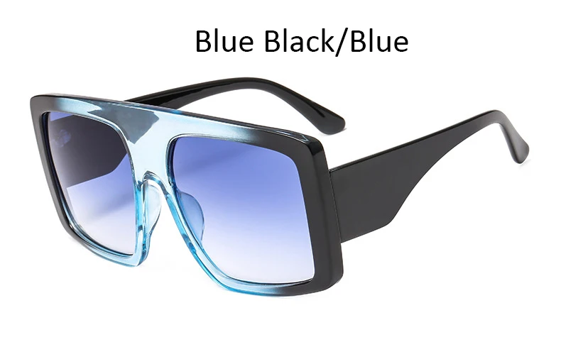 Blue Black Blue Большие квадратные градиентные солнцезащитные очки, Дамская мода, большая оправа, роскошные солнцезащитные очки для женщин, винтажные прозрачные линзы, Брендовые очки - Цвет линз: Blue Black Blue