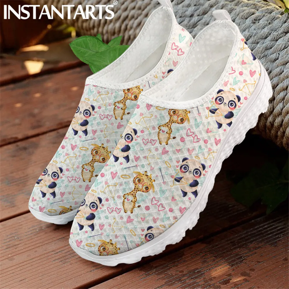 INSTANTARTS Casual Spring Flats Shoes Cute Couple Cow Pattern Women Slip-on Flats Zapatillas Mujer Breathable Comfort Sneakers animal print slingbacks	 Flats