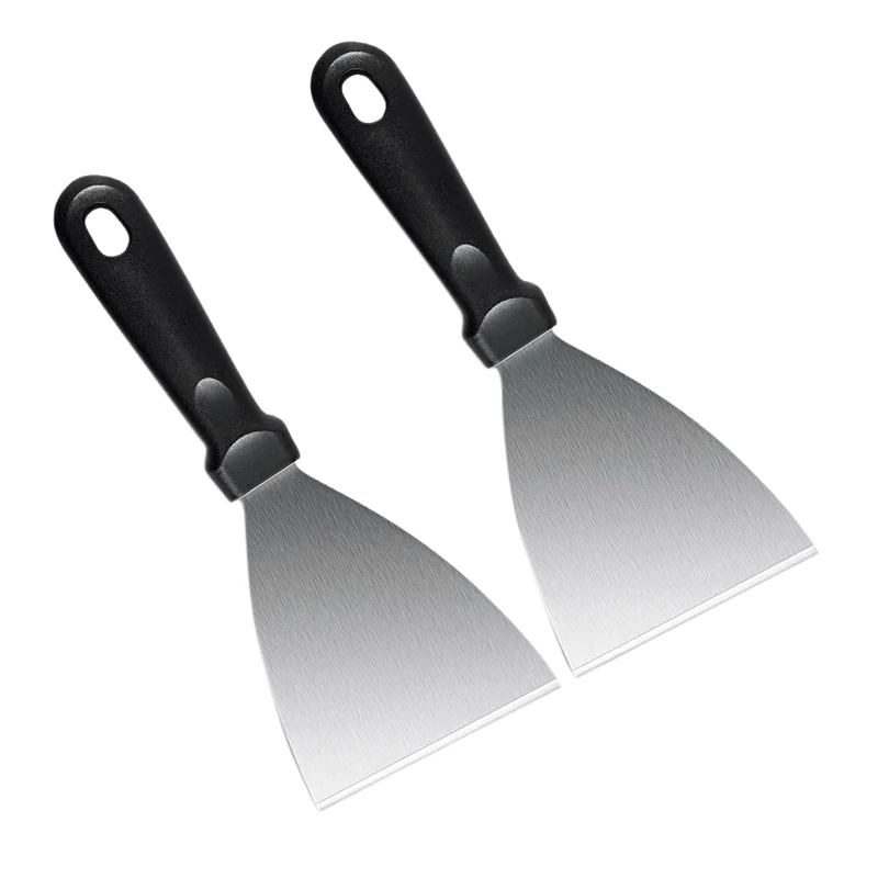 2PCS Griddle Scraper Slant Scraper Widely for Ice Paint BBQ Tools Flat