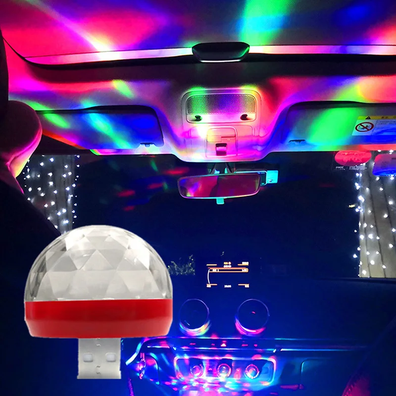 1 шт. Новый разноцветный светодиодный USB светильник для салона автомобиля Набор