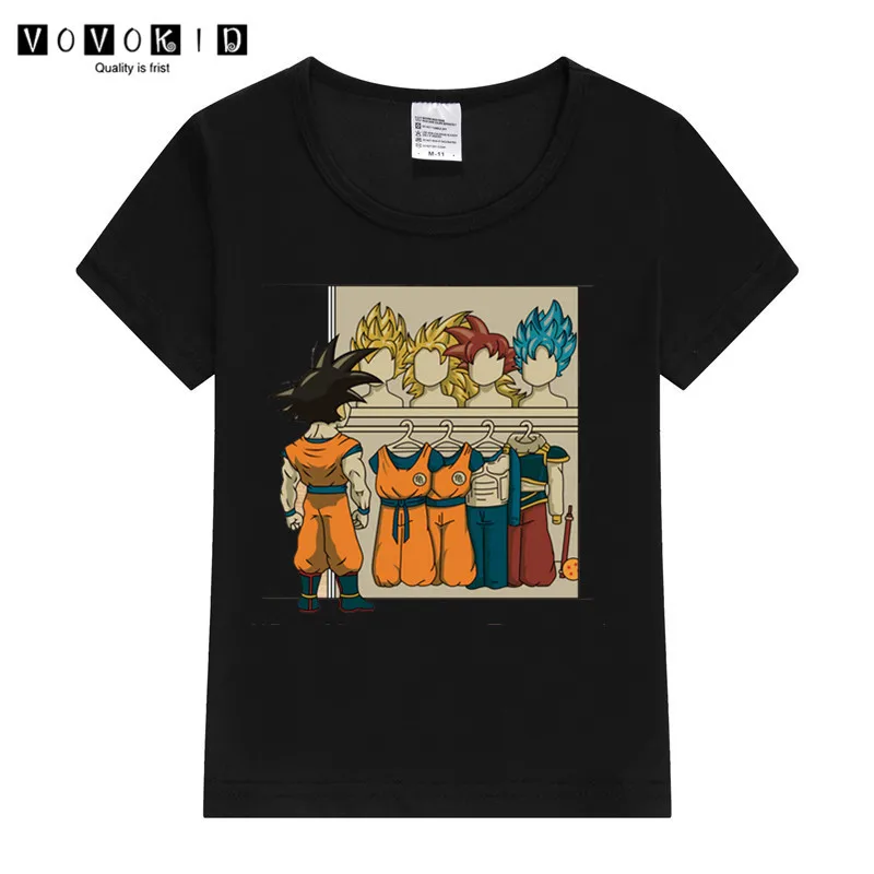 Футболка с принтом «Dragon Ball Z Super Son Goku» для маленьких девочек и мальчиков детская футболка с принтом «Король льва» рубашка на День Благодарения - Цвет: T75D-black